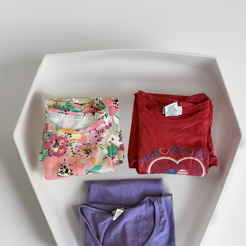 Plus Size XL Women’s Short Sleeves Tops Purple Colorful And Red Colors Lot Of 3
